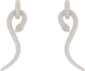 Latelita London Anaconda Snake Drop Earrings Silver White