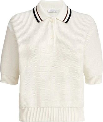 Brunello Cucinelli Rib Knit Polo Sweater