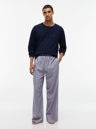 Tommy Hilfiger Mens T-Shirt & Striped Pant Sleep Set - Dark Navy / Global Stripe Herringbone - XL