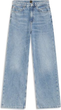 BOSS Light-blue wide-leg jeans in rigid denim