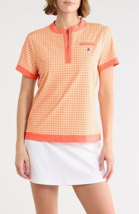 Original Penguin Petes Bow Tie Colorblock Quarter Zip Golf Polo in Coral Quartz at Nordstrom Rack, Size X-Small