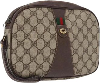 Gucci Pre-owned Clutches, female, Beige, Size: ONE SIZE Pre-owned Vintage GG Canvas Clutch