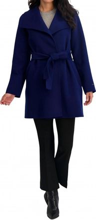 Elie Tahari Womens Double Face Wool-Blend Belted Coat In Blue