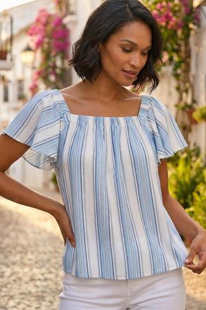 DUSK Stripe Ruffle Top