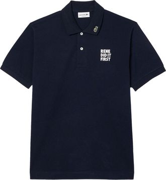 Lacoste Heren L.12.12 Tekst Klassiek Poloshirt (Marine)