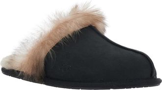 UGG Womens Mules Scuffette Nubuck Black Leather - Rubber