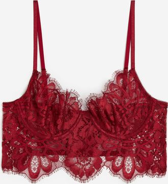 H&M Unwattiertes Bustier aus Spitze - Red