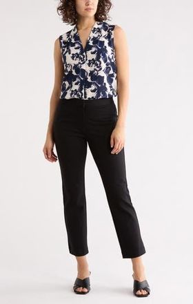 Nordstrom Rack V-Neck Sleeveless Woven Shell Top in Ivory- Navy Blossoms at Nordstrom Rack, Size X-Large