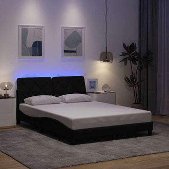vidaXL Vidaxl - Estructura De Cama Con Led Sin Colch&oacute;n Tela Negro 140x200 Cm