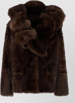 Prada luxurious fur hooded jacket with long sleeves