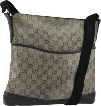 Gucci Pre-owned Cross Body Bags, female, Blue, Size: ONE SIZE Pre-owned Vintage GG Canvas Shoulder Bag