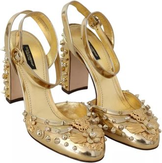 Dolce & Gabbana Gold Studs Vally Slingback Sandals Womens Shoes (Pre-Owned)