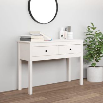 vidaXL Mesa Consola De Madera Maciza De Pino Blanco 100x35x75 Cm Vidaxl