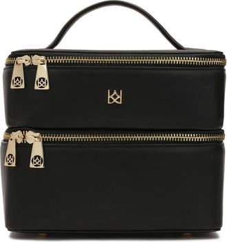 Kazar Tassen, Dames, Zwart, ONE Size, Leer, Twee compartimenten cosmetische tas in de vorm van een koffer