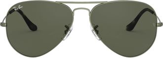 Ray-Ban Unisex Aviator Sunglasses, Green, 62 mm UK