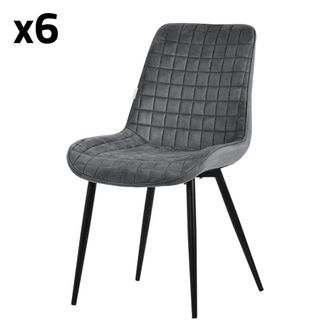 ML Design 6x Sillas de comedor antracita tapizado de terciopelo con respaldo