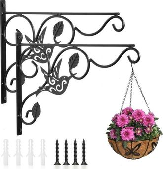 OEM Juego De 2 Ganchos De Pared De 30 Cm Con Tornillos De Hierro, Ganchos Decorativos Para Comederos De P&aacute;jaros, Campanillas De Viento De Interior, Maceta