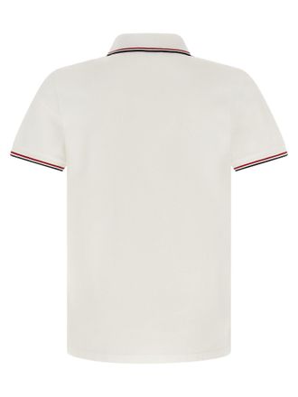 Moncler Tricolor-Striped Cotton Polo Shirt - White