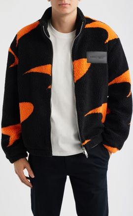 Reiss x McLaren Fleece Jacket in Black/Papaya Or at Nordstrom, Size Xx-Large