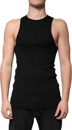 Dolce & Gabbana Black Cotton Sleeveless Round Neck Tank Mens T-shirt