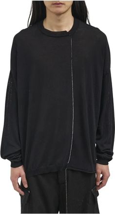 Isabel Benenato Nuk 65S26 Maglia Girocollo in Cotone - Heren - Ronde hals truien - Zwart - S - Katoen - Truien & Vesten