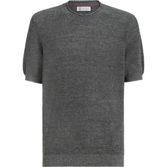 Brunello Cucinelli Linen and cotton T-shirt in Dark Grey at Nordstrom, Size 44 It