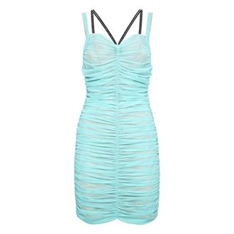Philipp Plein Korte Jurk Studs - Dames - Feestkleedjes - Blauw - L - Katoen - Kleedjes