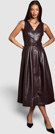 Coast Sleeveless Pu Belted Dress in Brown at Nordstrom, Size 6