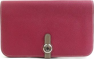 Herm&egrave;s Etoupe Gray Tosca Togo Leather Long Wallet (Bi-Fold) (Pre-Owned)