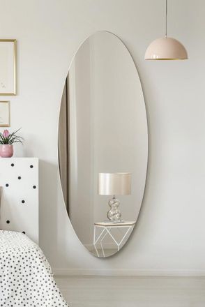 MirrorOutlet Frameless Oval Wall Mirror 71 X 28 (180x70CM) in Silver | Size: 1 Pack