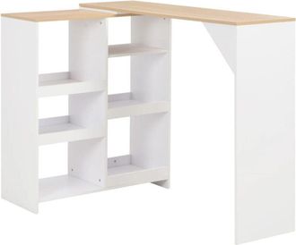 vidaXL Bar Table with Moveable Shelf White 138x39x110 cm Vidaxl