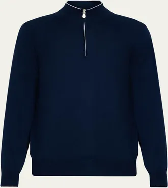 Brunello Cucinelli Mens Cotton Knit Quarter-Zip Sweater