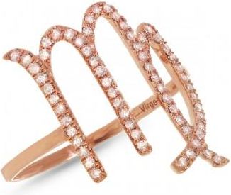 Allurez 0.26ct 14k Rose Gold Diamond Zodiac Virgo Ring