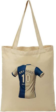 Unigift Personalised Gift - East Lancashire Fan Tote Shopping Bag (Blue and White Halves Football Jersey Design) Custom Name - Lancs BB2 Club