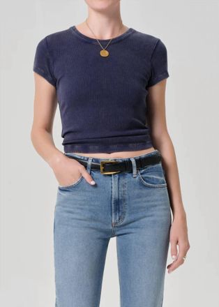 Citizens Of Humanity Nello Ribbed Tee In Mineral Navy