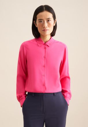 Seidensticker Hemdbluse SEIDENSTICKER, Damen, Gr. 4XL (48), pink, 100% Viskose, unifarben, regular fit, ohne Ausschnitt, Blusen Hemdbluse, 1/1 Uni