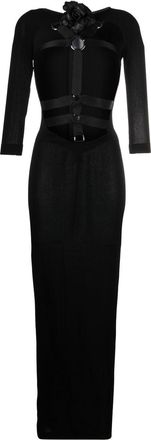 Roberto Cavalli cut-out detail maxi dress - women - Polyamide/Virgin Wool/Elastane - 46 - Black