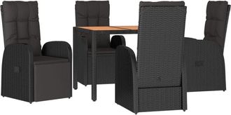 vidaXL Set De Muebles Jard&iacute;n 5 Pzas Con Cojines Rat&aacute;n Sint&eacute;tico Negro Vidaxl