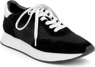 L'agence Deepa Mixed Media Running Sneaker in Black Suede at Nordstrom, Size 8.5