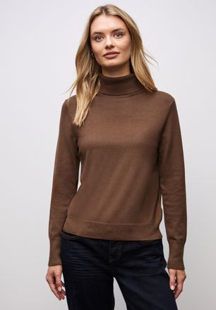 Street One Rollkragenpullover STREET ONE, Damen, Gr. 42, hazelnut braun, Strick, Obermaterial: 71% Viskose, 29% Nylon, unifarben, normal h&uuml;ftbedeckend, Rundhals,