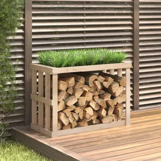 vidaXL Soporte Para Le&ntilde;a De Exterior Madera Maciza Pino 108x52x74 Cm Vidaxl