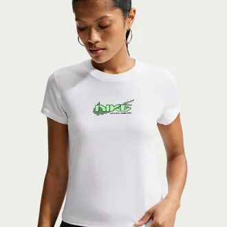 Nike Womens Nike Sportswear Chill Knit Slim Mod-Cropped T-Shirt in Pink | IM6375-621