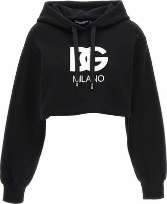 Dolce & Gabbana Logo embroidery cropped hoodie