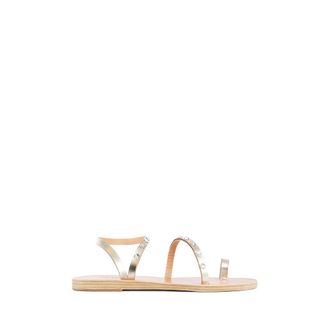 Ancient Greek Sandals Flat Sandals, female, Gray, 8 UK, Swarovski Platinum Toe Strap Sandals