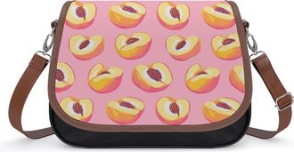 Generic Peach Fruit Womens Crossbody Bag Fashion Shoulder Handbags Message Tote Bag with Adjustable Strap
