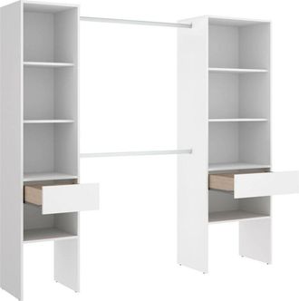 Dmora Dmora - Gran Armario Siony, Muebles De Dormitorio, Vestidor, Armario De Ropa, 160x50 H185 Cm, Blanco