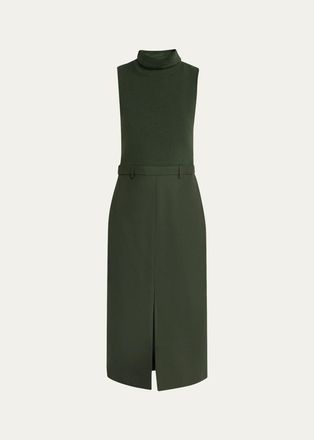 Theory Funnel-Neck Combo Midi Dress