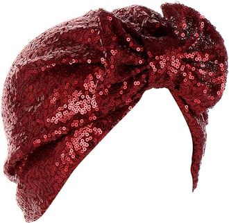 Generic Womens Bow Sequin Turban Hats Casual Pretty Beanie Caps Multi-Purpose Scarf Pre Tied Head Warp Coverings Fashion Stretch Headwear for Girls Ladies