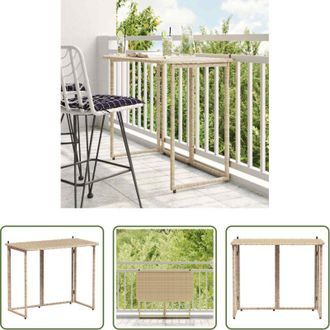 vidaXL vidaXL Rattan PE - Tavolino da Giardino Pieghevole Beige 90x51x75 cm in Polyrattan