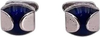 Bulgari Pre-owned Zilver 925 Blauw Email Manchetknopen - unisex - Vintage Accessoires - Blauw - ONE Size - Vintage